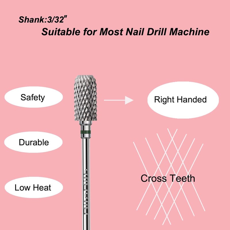 BitnBith Nail Drill Bit 3/32”, Fast Remove for Acrylic or Hard Gel,Barrel Nail File Carbide Bit for Nail Cuticle Gel Dipping Powder Polishing, Professional Manicure Pedicure Nail Art Tool,Coarse - Image 3